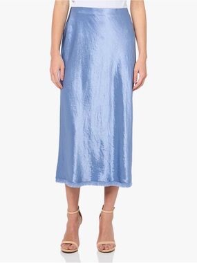 Vince Light Blue Satin Midi Skirt, size S new